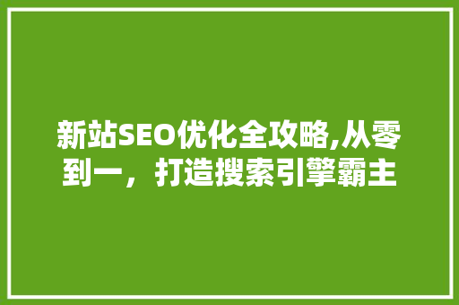 新站SEO优化全攻略,从零到一，打造搜索引擎霸主 必应SEO