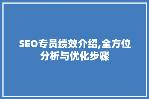 SEO专员绩效介绍,全方位分析与优化步骤 SEO关键词