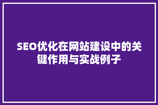 SEO优化在网站建设中的关键作用与实战例子 SEO关键词