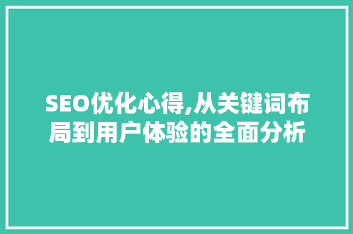 SEO优化心得,从关键词布局到用户体验的全面分析 必应SEO