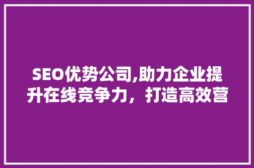 SEO优势公司,助力企业提升在线竞争力，打造高效营销步骤