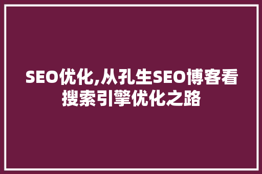 SEO优化,从孔生SEO博客看搜索引擎优化之路 网站建设公司