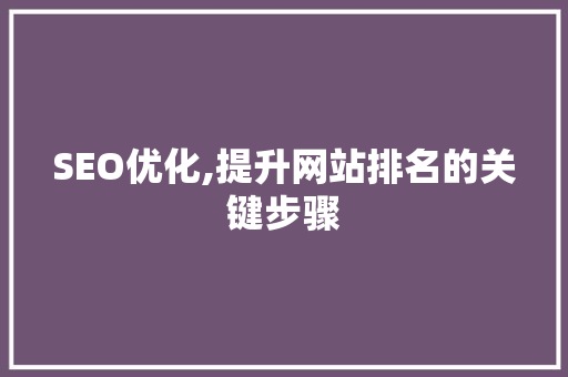 SEO优化,提升网站排名的关键步骤 网站建设公司