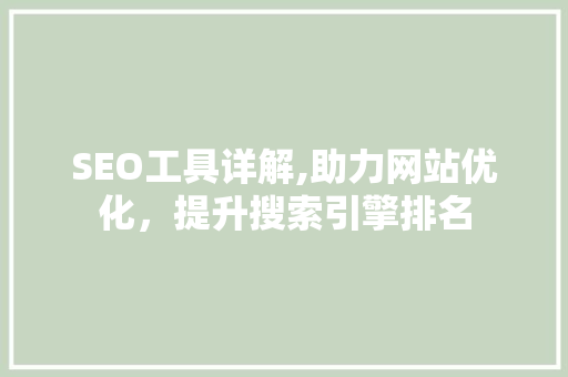 SEO工具详解,助力网站优化，提升搜索引擎排名 神马SEO