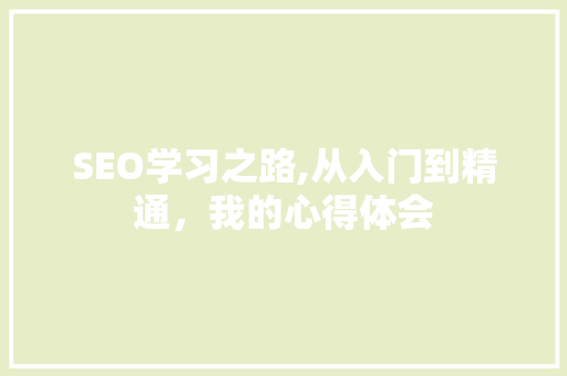 SEO学习之路,从入门到精通，我的心得体会 必应SEO