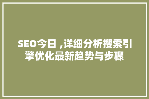 SEO今日 ,详细分析搜索引擎优化最新趋势与步骤 百度SEO