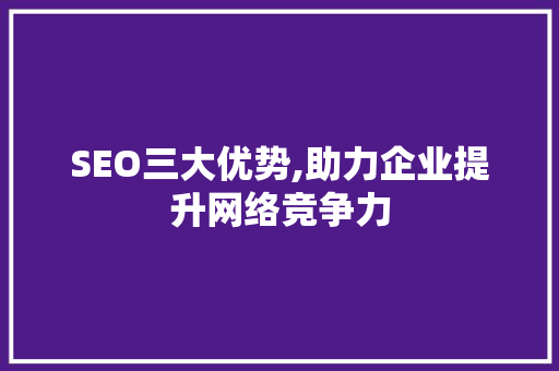 SEO三大优势,助力企业提升网络竞争力 必应SEO