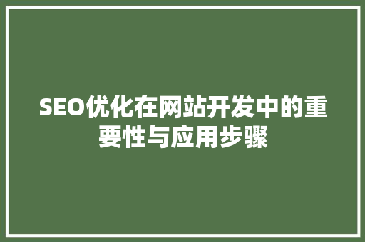 SEO优化在网站开发中的重要性与应用步骤 SEO关键词