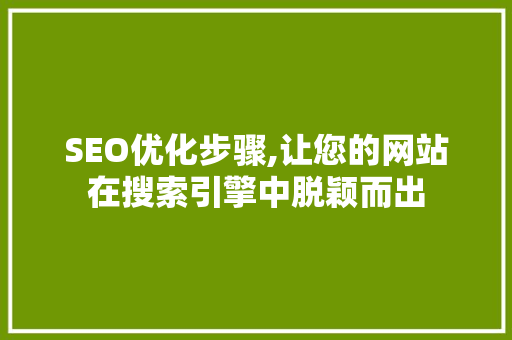 SEO优化步骤,让您的网站在搜索引擎中脱颖而出 百度SEO