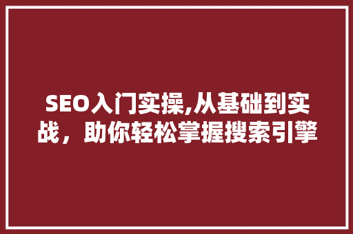 SEO入门实操,从基础到实战，助你轻松掌握搜索引擎优化 SEO关键词