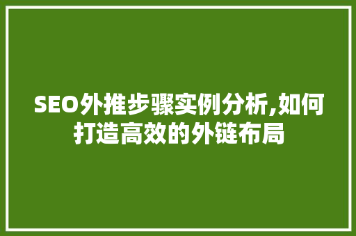 SEO外推步骤实例分析,如何打造高效的外链布局 神马SEO