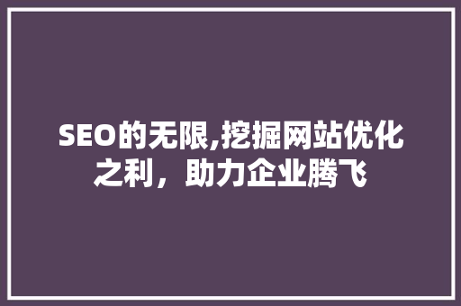 SEO的无限,挖掘网站优化之利，助力企业腾飞 必应SEO