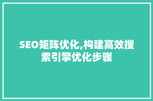 SEO矩阵优化,构建高效搜索引擎优化步骤 百度SEO