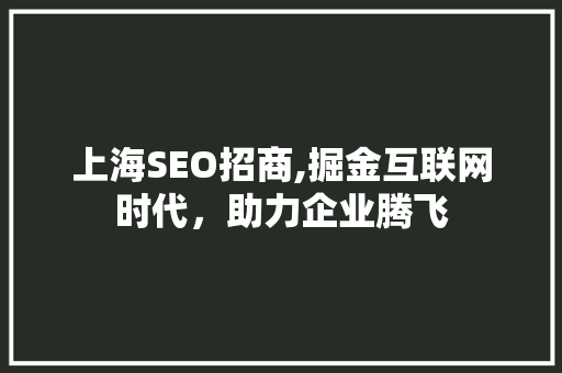 上海SEO招商,掘金互联网时代，助力企业腾飞 搜狗SEO