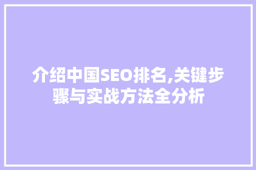 介绍中国SEO排名,关键步骤与实战方法全分析 SEO关键词