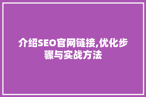 介绍SEO官网链接,优化步骤与实战方法 必应SEO