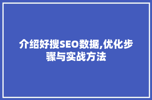 介绍好搜SEO数据,优化步骤与实战方法 网站建设公司