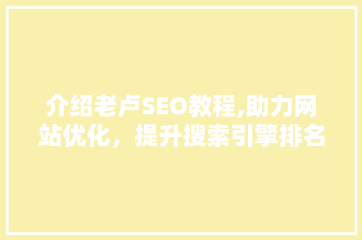 介绍老卢SEO教程,助力网站优化，提升搜索引擎排名 必应SEO