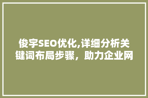 俊宇SEO优化,详细分析关键词布局步骤，助力企业网站脱颖而出 搜狗SEO