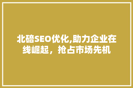 北碚SEO优化,助力企业在线崛起，抢占市场先机 SEO关键词