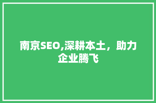 南京SEO,深耕本土，助力企业腾飞 SEO关键词