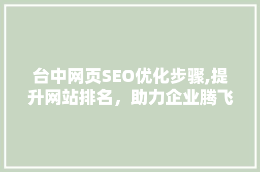 台中网页SEO优化步骤,提升网站排名，助力企业腾飞 百度SEO