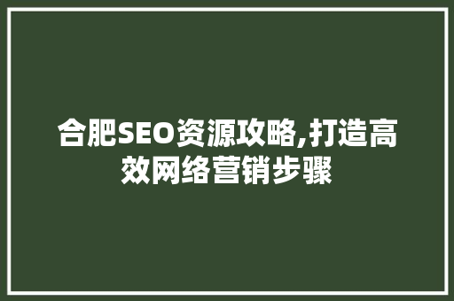合肥SEO资源攻略,打造高效网络营销步骤 百度SEO
