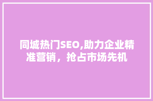 同城热门SEO,助力企业精准营销，抢占市场先机 网站建设公司