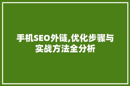 手机SEO外链,优化步骤与实战方法全分析 网站建设公司