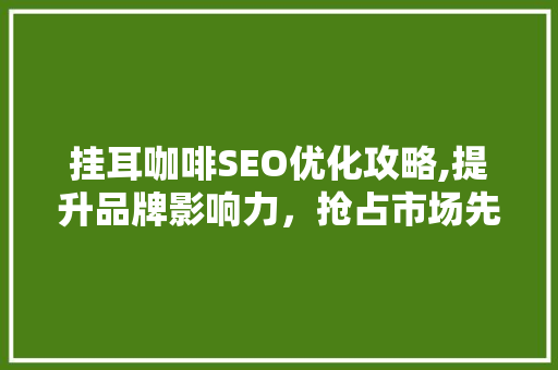 挂耳咖啡SEO优化攻略,提升品牌影响力，抢占市场先机 神马SEO