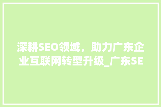 深耕SEO领域，助力广东企业互联网转型升级_广东SEO网站发展现状与未来展望 必应SEO