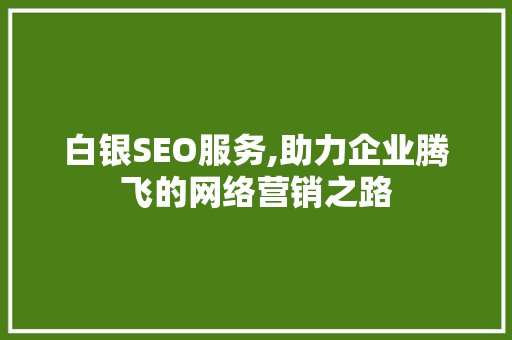 白银SEO服务,助力企业腾飞的网络营销之路 搜狗SEO