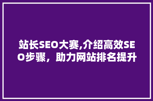 站长SEO大赛,介绍高效SEO步骤，助力网站排名提升 必应SEO