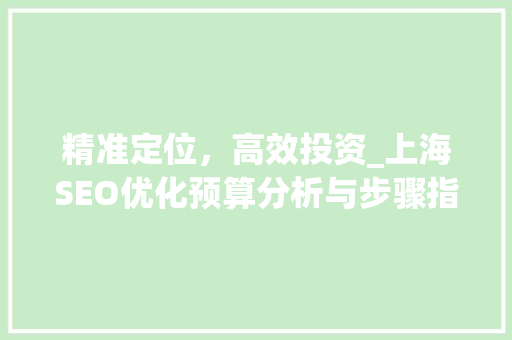 精准定位，高效投资_上海SEO优化预算分析与步骤指导