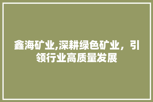 鑫海矿业,深耕绿色矿业，引领行业高质量发展 神马SEO