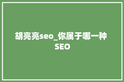 胡亮亮seo_你属于哪一种 SEO 胡亮亮seo_你属于哪一种 SEO 网站建设公司