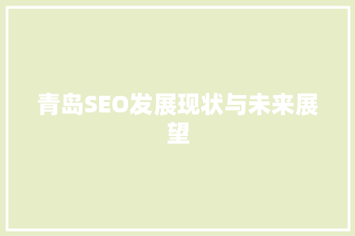 青岛SEO发展现状与未来展望 网站建设公司