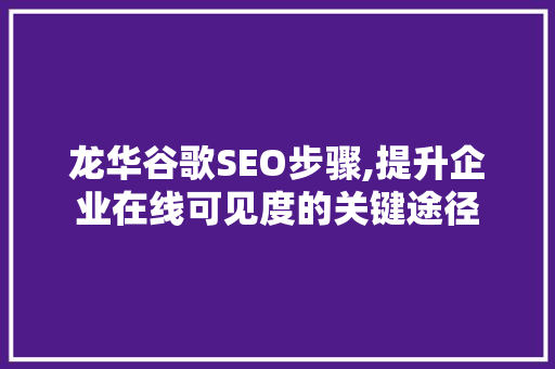 龙华谷歌SEO步骤,提升企业在线可见度的关键途径