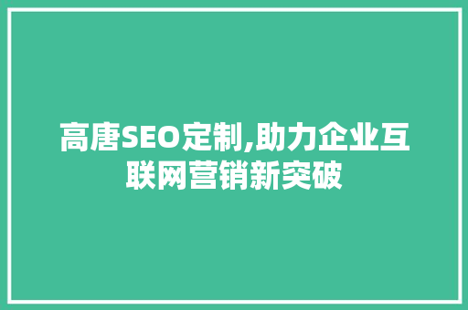 高唐SEO定制,助力企业互联网营销新突破 SEO关键词