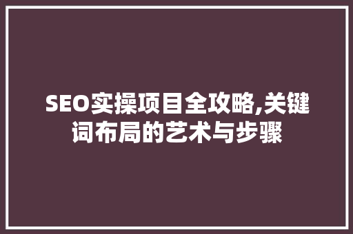SEO实操项目全攻略,关键词布局的艺术与步骤 搜狗SEO