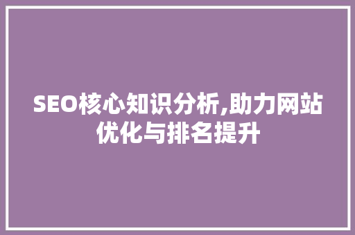SEO核心知识分析,助力网站优化与排名提升 神马SEO