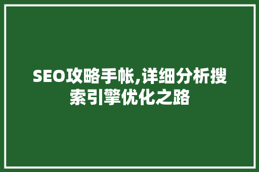 SEO攻略手帐,详细分析搜索引擎优化之路 搜狗SEO
