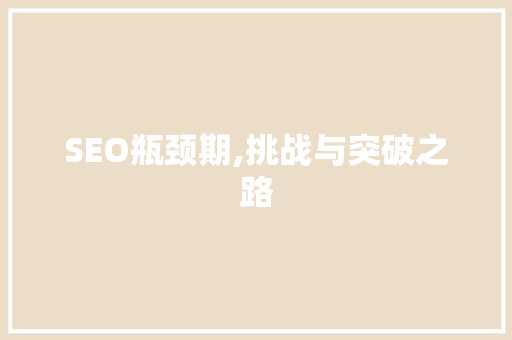 SEO瓶颈期,挑战与突破之路