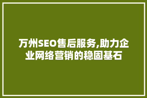 万州SEO售后服务,助力企业网络营销的稳固基石 必应SEO