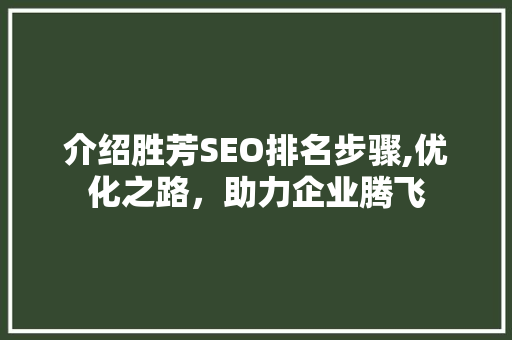 介绍胜芳SEO排名步骤,优化之路，助力企业腾飞 搜狗SEO