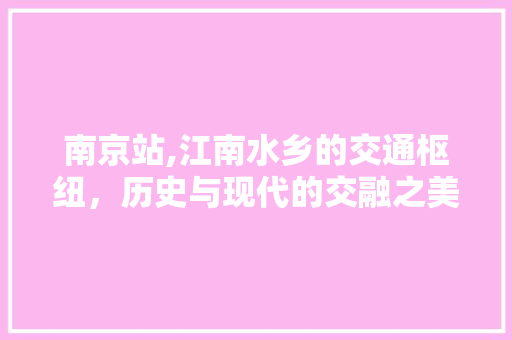 南京站,江南水乡的交通枢纽，历史与现代的交融之美 搜狗SEO