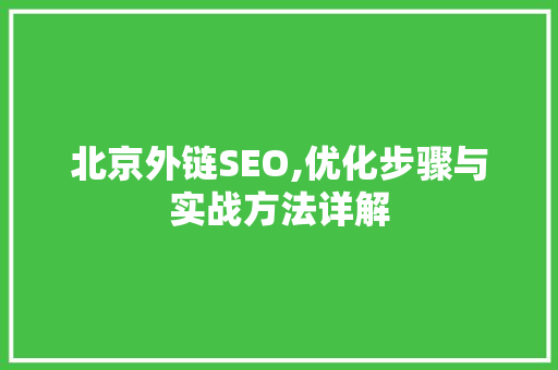北京外链SEO,优化步骤与实战方法详解 百度SEO