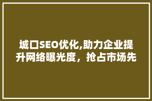 城口SEO优化,助力企业提升网络曝光度，抢占市场先机 网站建设公司