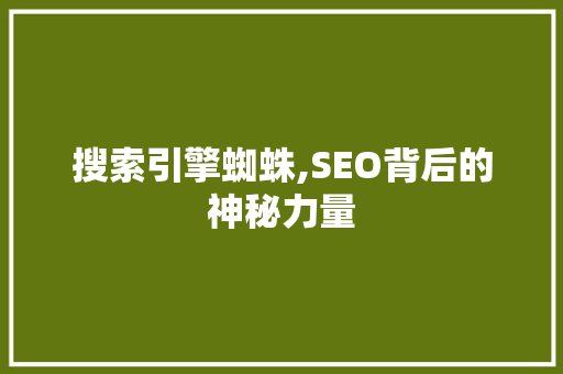搜索引擎蜘蛛,SEO背后的神秘力量 百度SEO