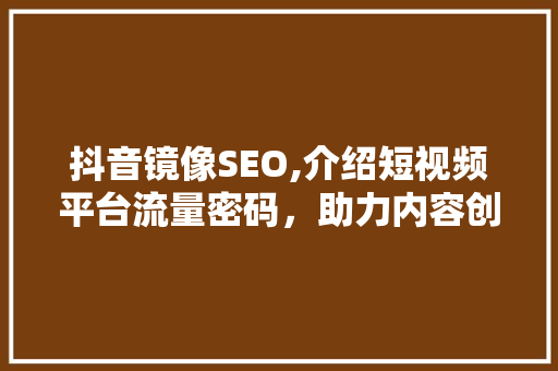 抖音镜像SEO,介绍短视频平台流量密码，助力内容创作者破局而出 网站建设公司